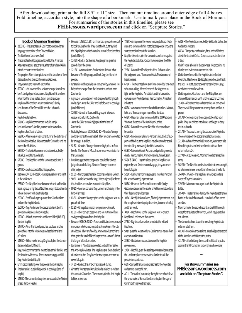 Printable Book Of Mormon Timeline! | Family Home Evening Lessons regarding Book Of Mormon Timeline Printable