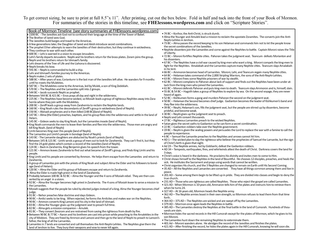 Printable Book Of Mormon Timeline! | Family Home Evening Lessons throughout Book of Mormon Timeline Printable