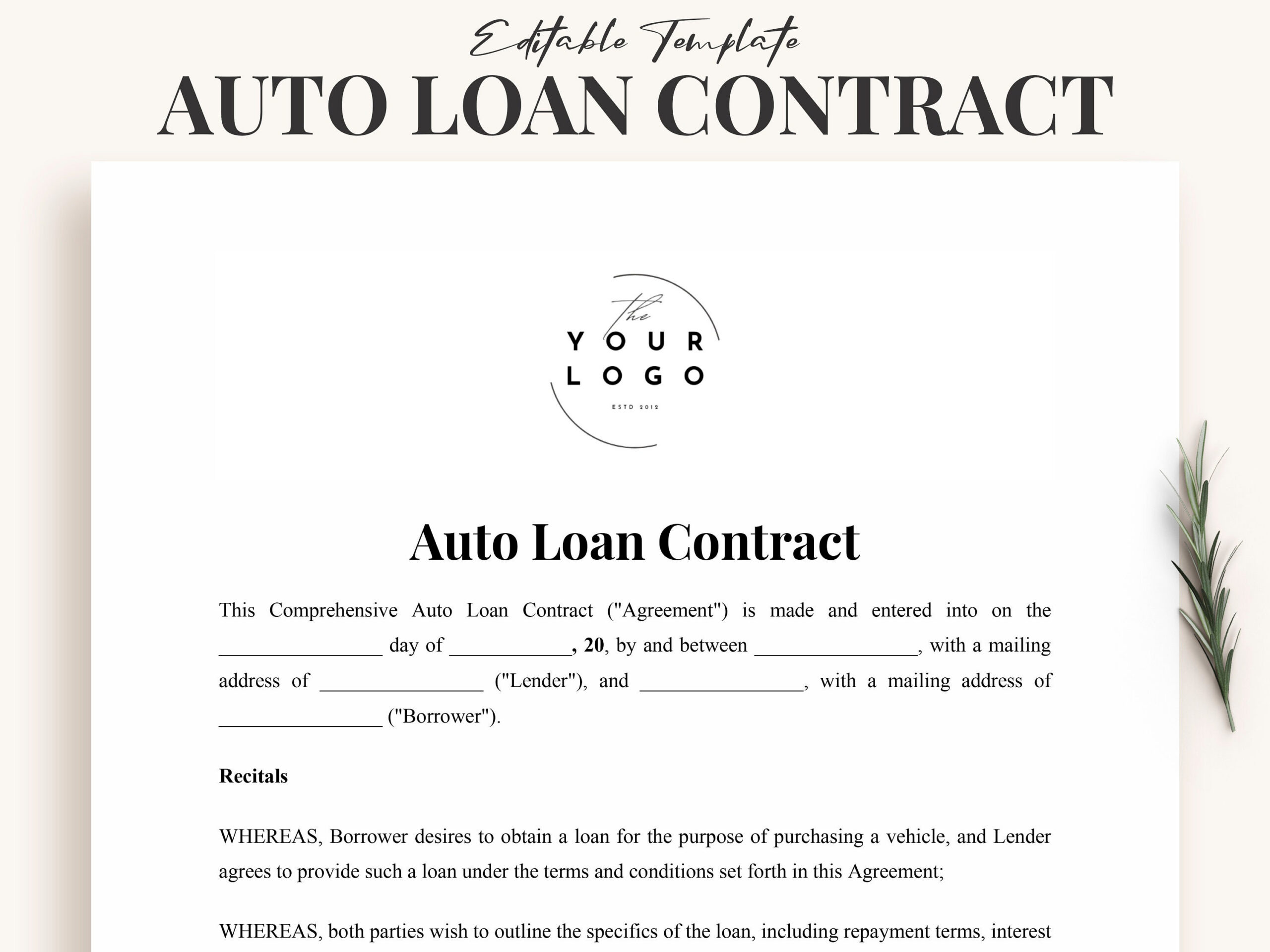 Printable Contract Taking Over A Car Loan Free Auto Loan Agreement within Free Printable Contract For Taking Over Car Payments