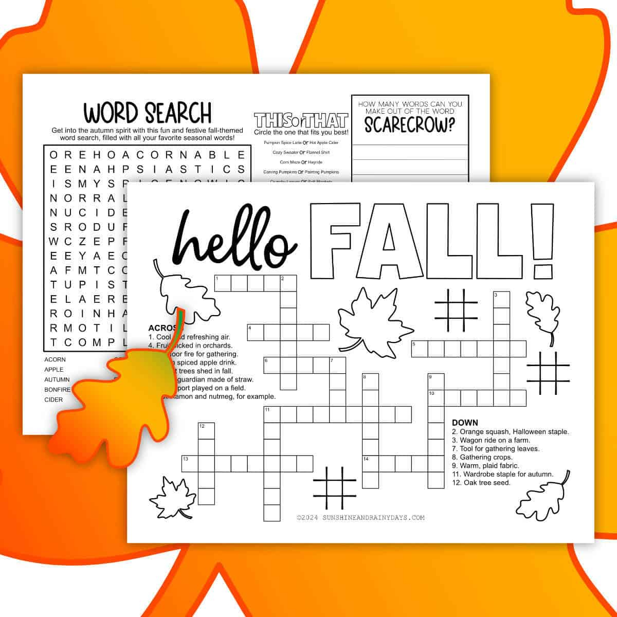 Printable Fall Activity Sheet - Sunshine And Rainy Days regarding Free Printable Fall Activity Pages