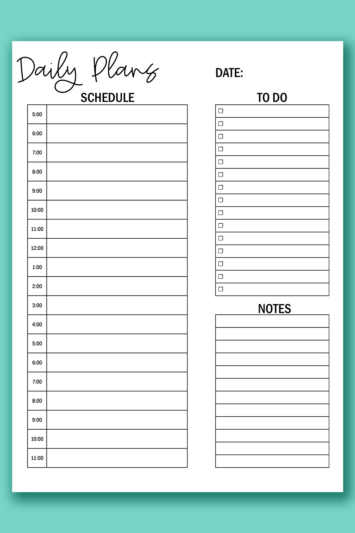 Printable Hourly Calendar Set - Daily And Weekly Hourly Calendars inside Free Printable Daily Hourly Planner