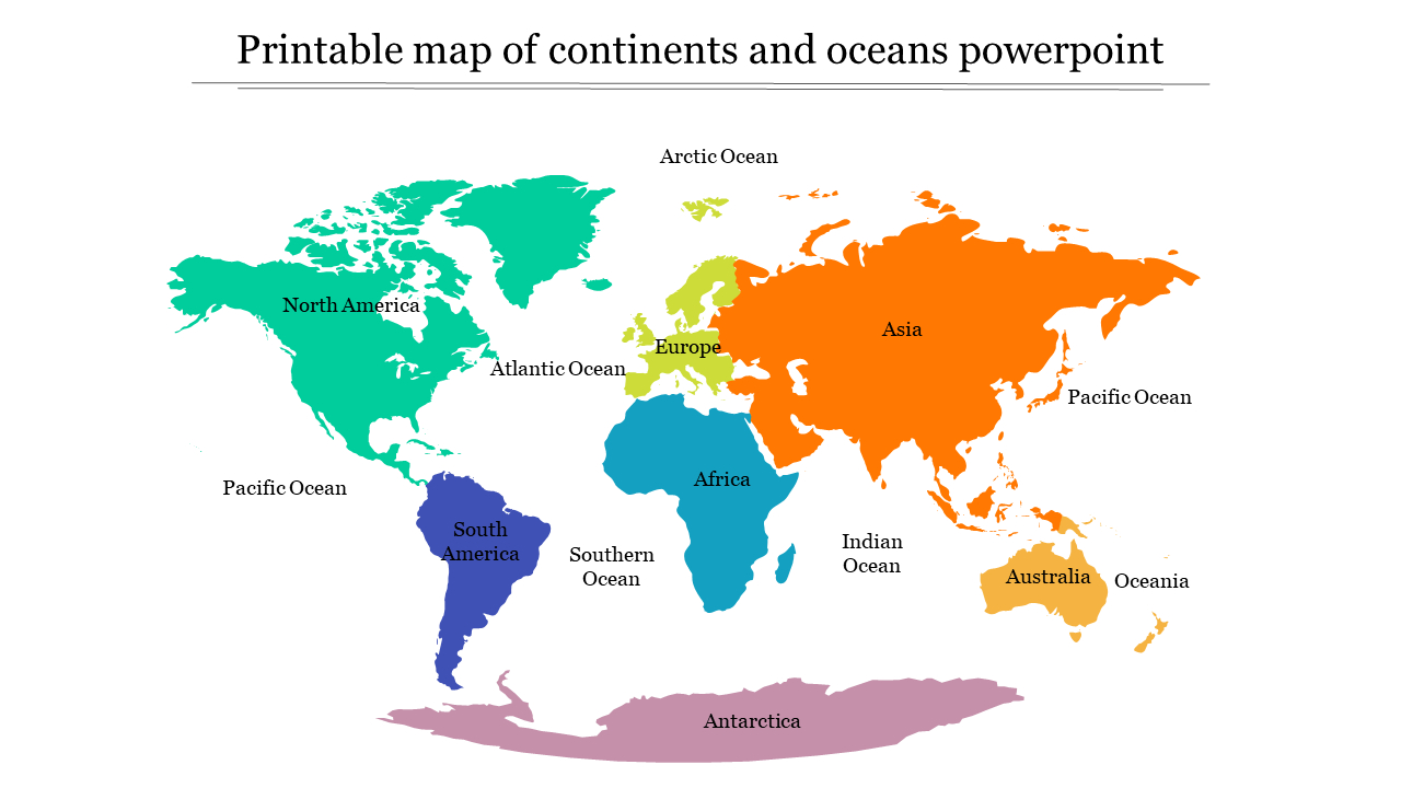 Printable Map Of Continents And Oceans Ppt And Google Slides inside Free Printable Map Of The Continents And Oceans