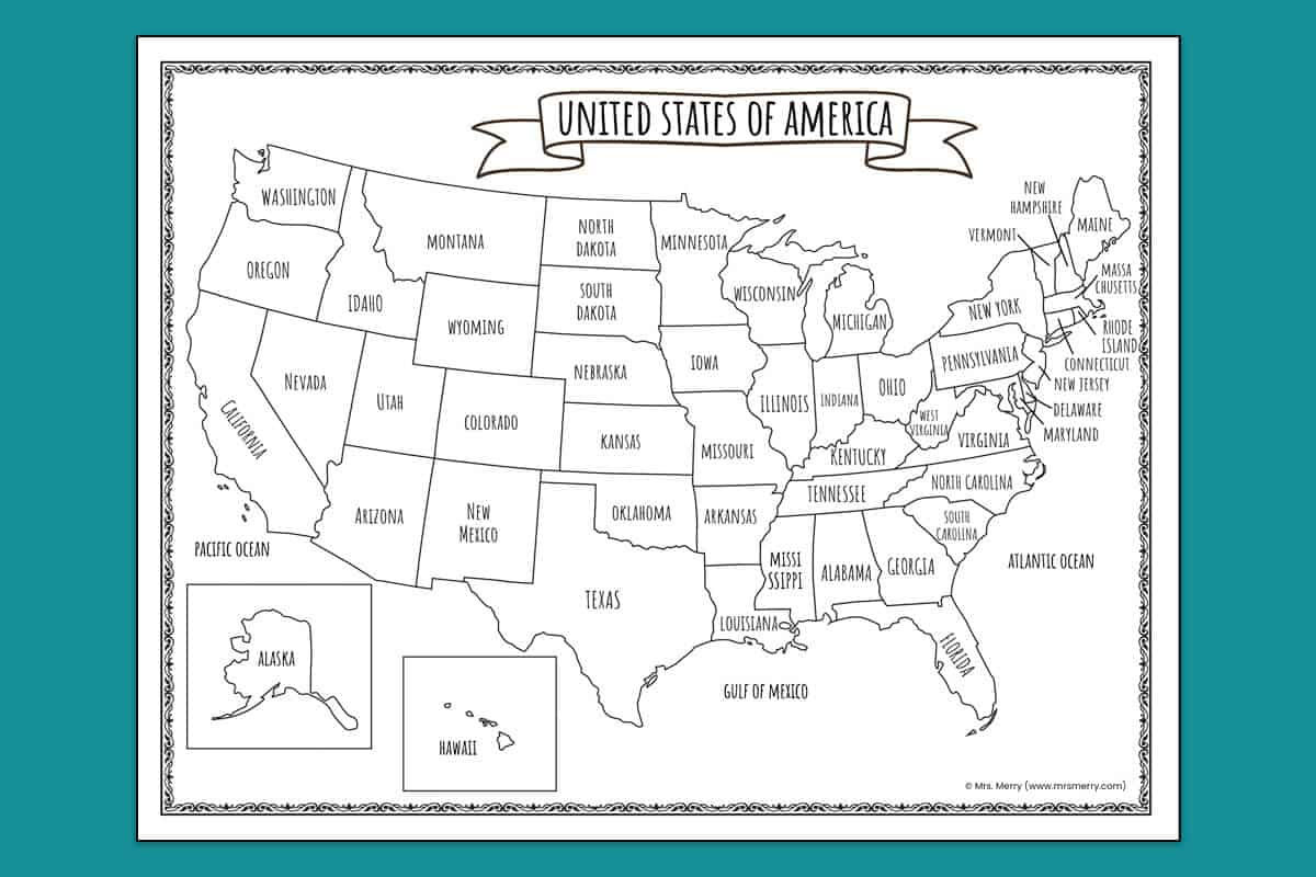 Printable Map Of The United States | Mrs. Merry for United States Map Free Printable