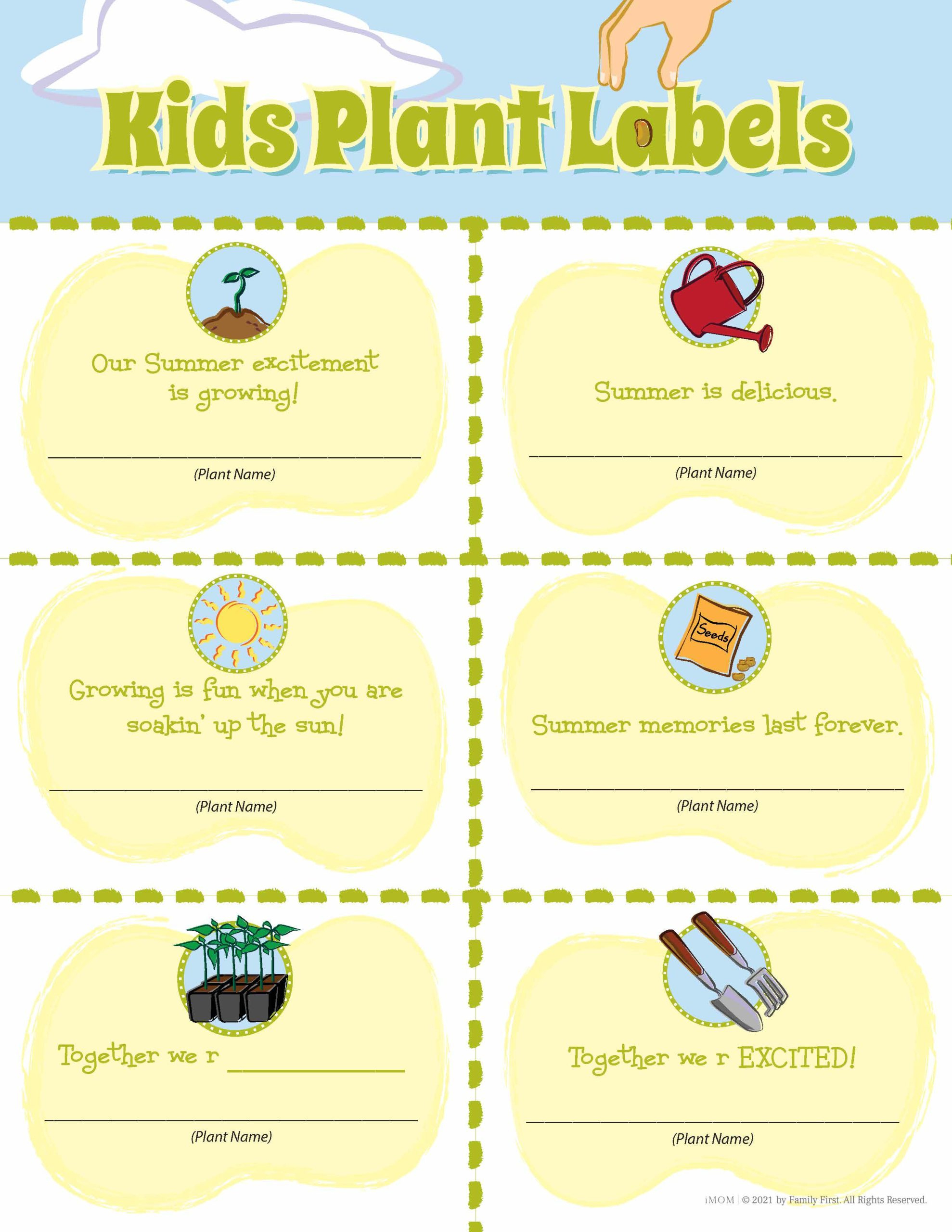 Printable Plant Labels For Kids - Imom in Free Printable Plant Labels Template
