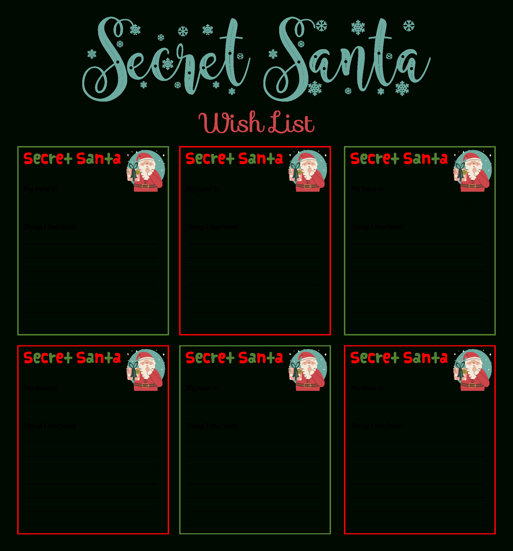 Printable Santa List - Printable Party Favors inside Christmas Secret Santa Wish List Printable Free
