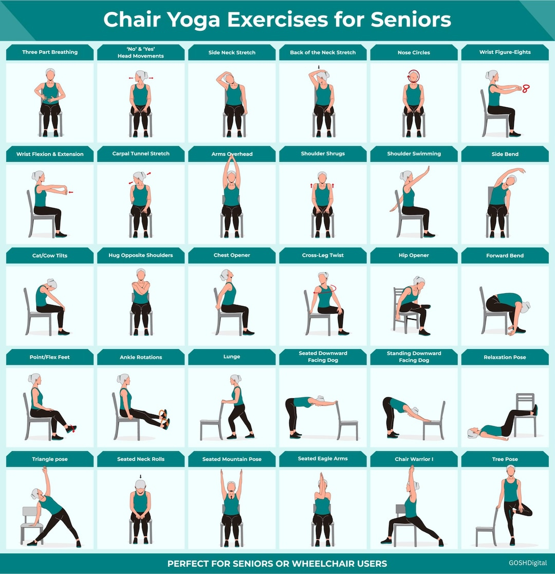 Printable Seated Chair Yoga For Seniors Printable Chair Exercises throughout Free Printable Chair Yoga For Seniors with Pictures