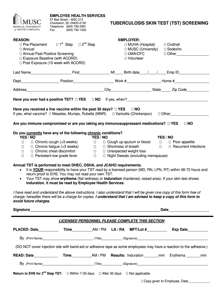Printable Tb Test Form For Employment: Fill Out & Sign Online | Dochub regarding Employment Blank Free Printable Tb Test Form