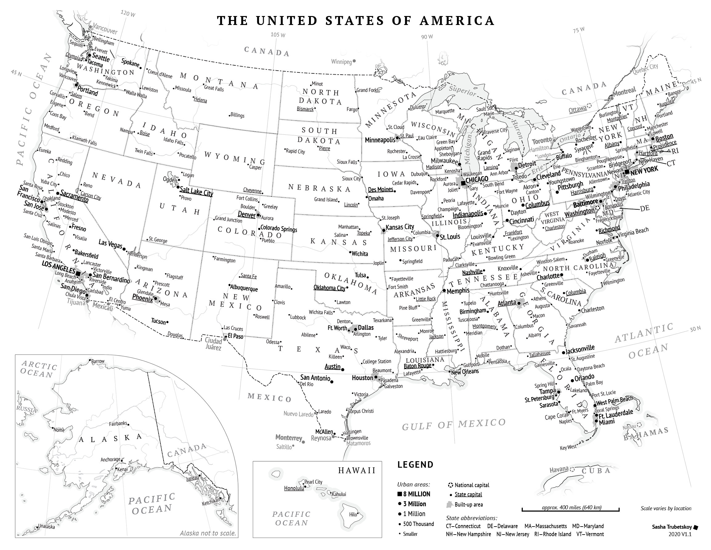 Printable United States Map | Sasha Trubetskoy with regard to Us Map With Major Cities Printable