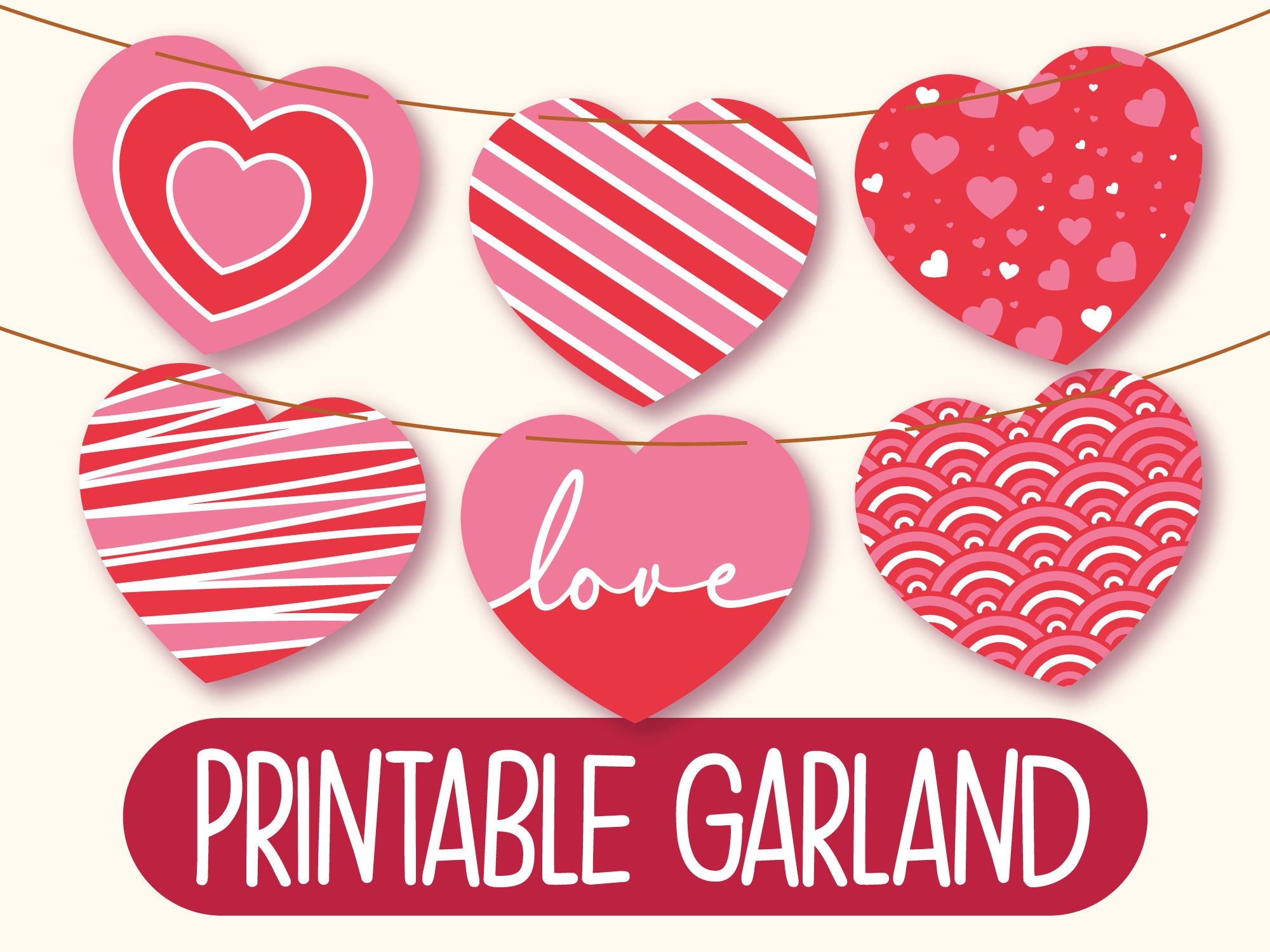 Printable Valentine'S Day Banner | Printable Heart Garland pertaining to Valentine'S Day Printable Decorations