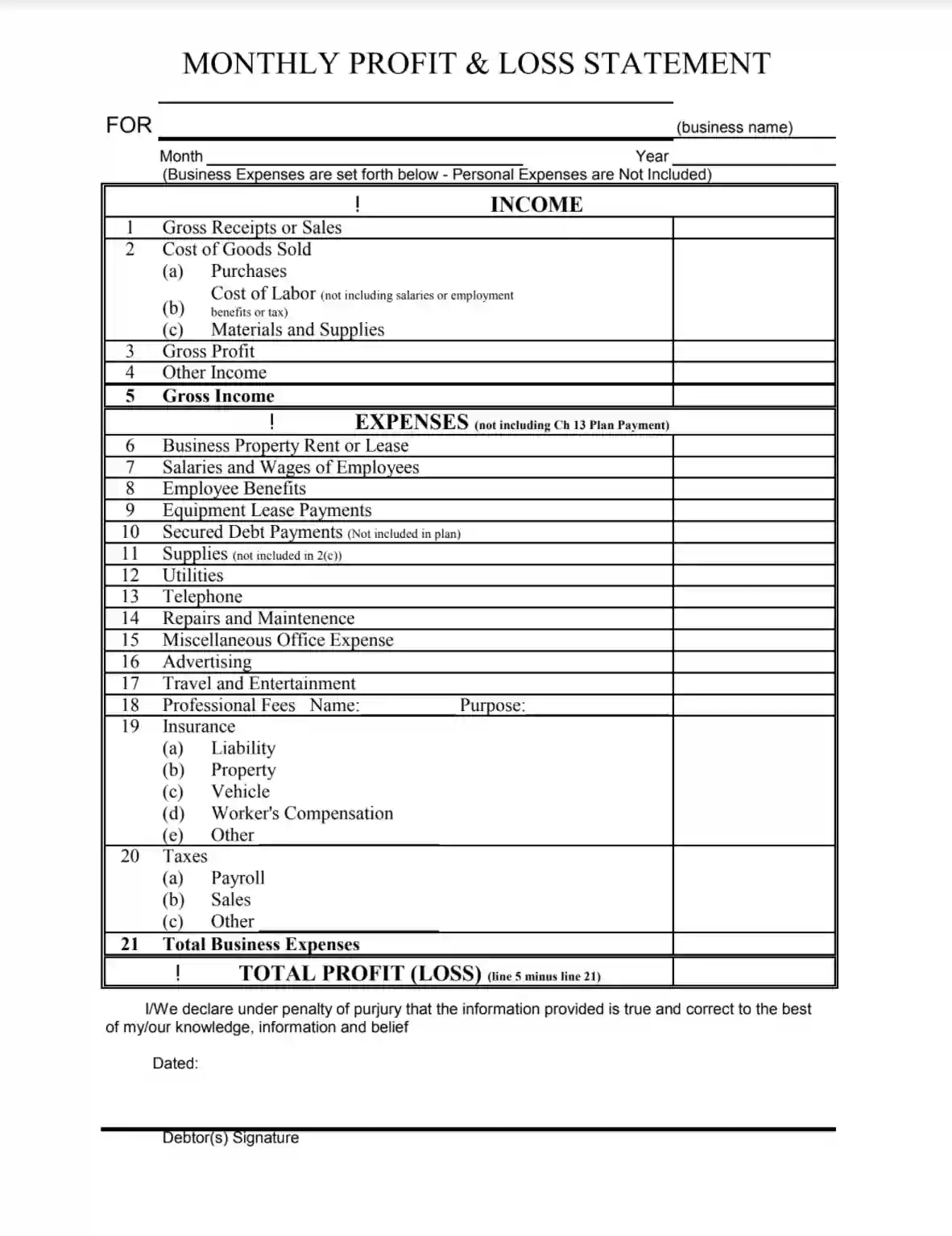Profit And Loss Template ≡ Fill Out Printable Pdf Forms Online with regard to Printable Profit And Loss Template