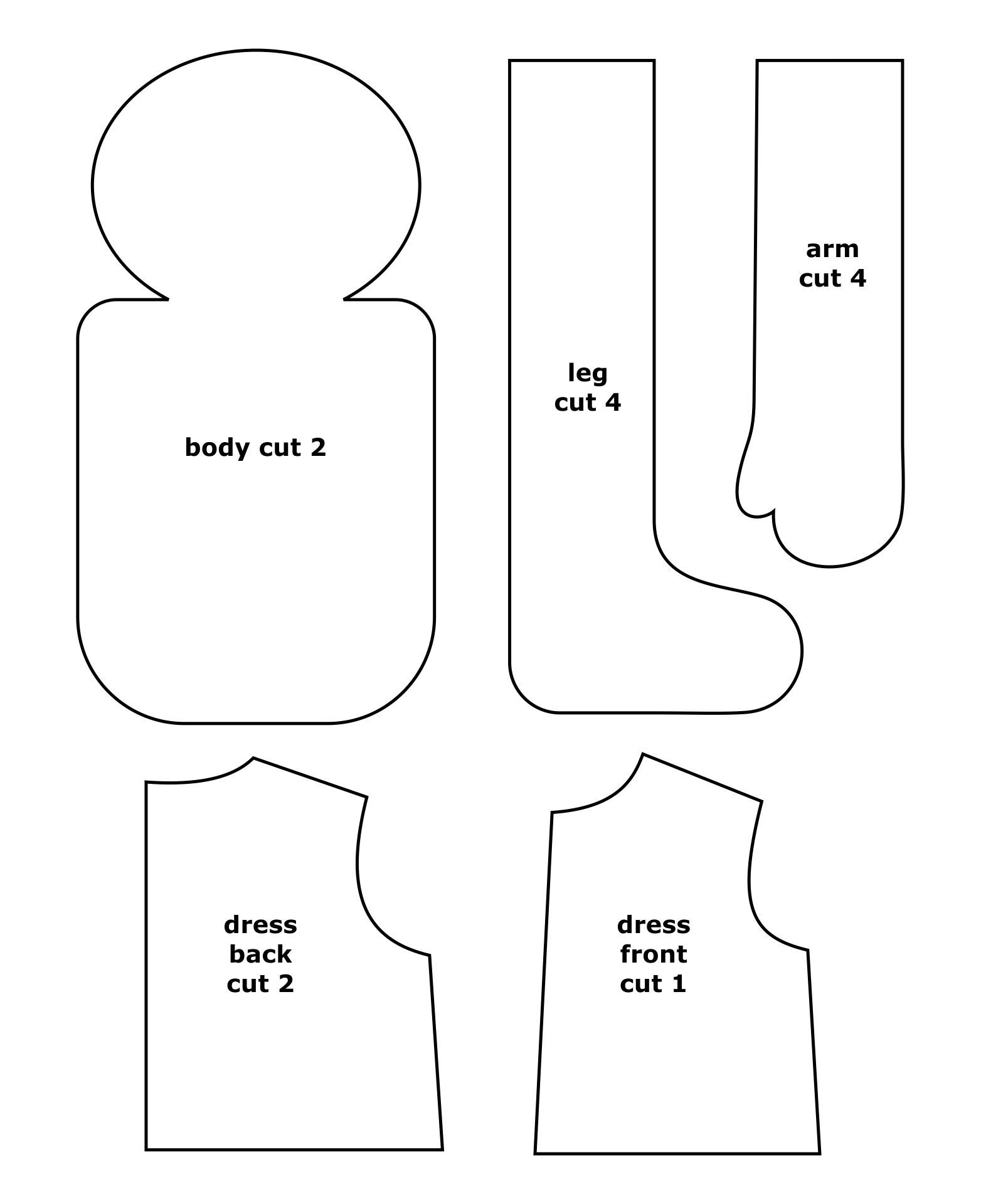 Rag Doll Sewing Pattern - 10 Free Pdf Printables | Printablee with regard to Printable Free Rag Doll Pattern