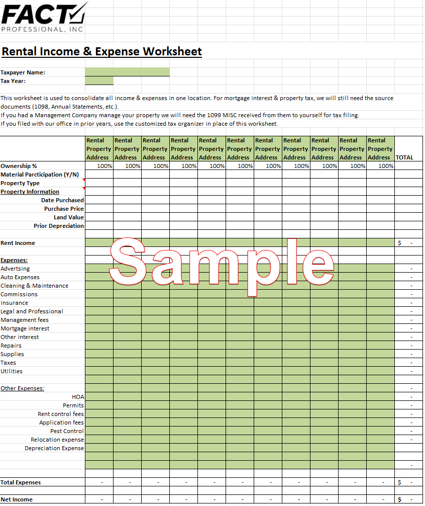 Rental Income And Expense Worksheet – Fact Professional in Free Printable Rental Income And Expense Worksheet