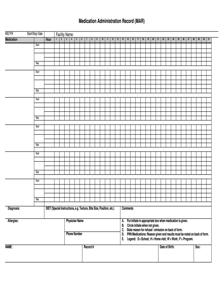 Sdrc Medication Administration Record Mar Form - Fill Online regarding Free Printable Medication Administration Record