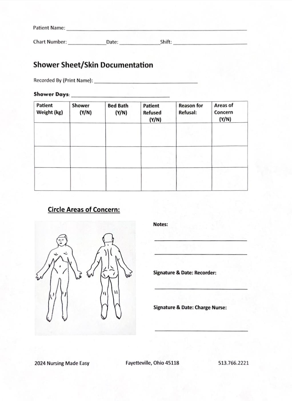 Shower Sheet/Skin Documentation Form - Etsy intended for Free Printable Shower Sheets For Cna