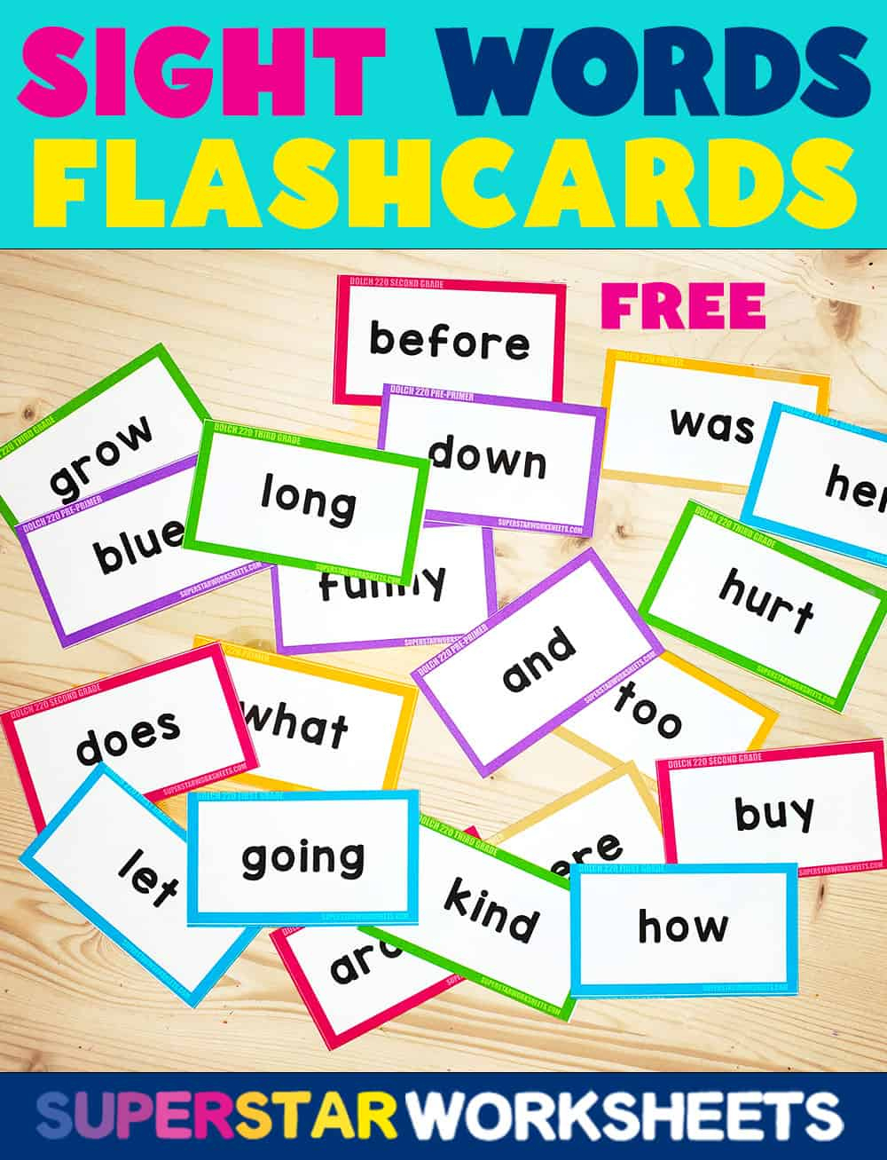 Sight Word Flashcards - Superstar Worksheets with Kindergarten Sight Words Flash Cards Printable