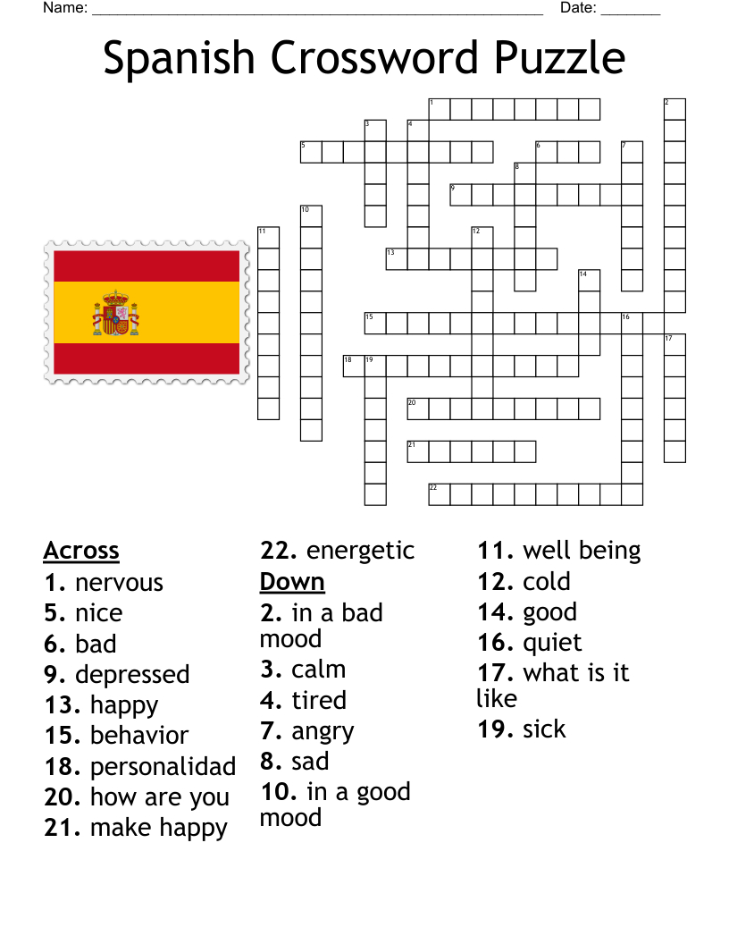 Spanish Crossword Puzzle - Wordmint throughout Crossword Puzzles In Spanish Printable