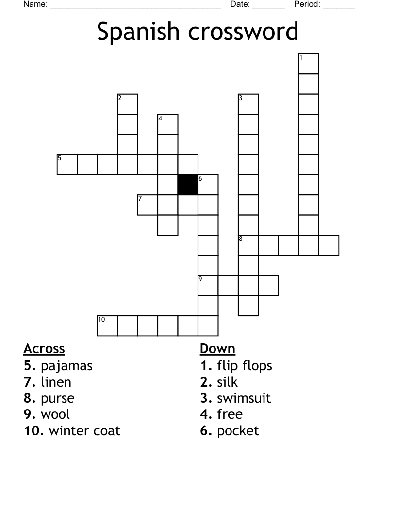 Spanish Crossword - Wordmint pertaining to Printable Crossword Puzzles In Spanish