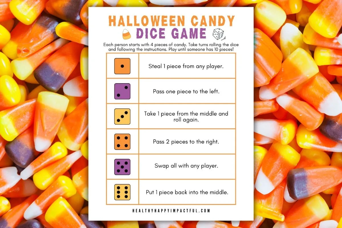 Spooky & Sweet Halloween Candy Dice Game (Free Printable) within Candy Dice Game Free Printable