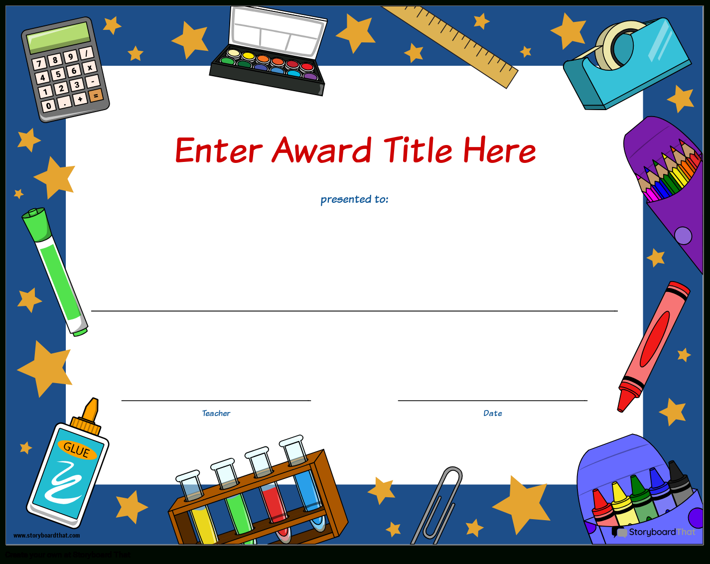 Storyboard That: Free Student Award Templates intended for Free Printable Awards For Students