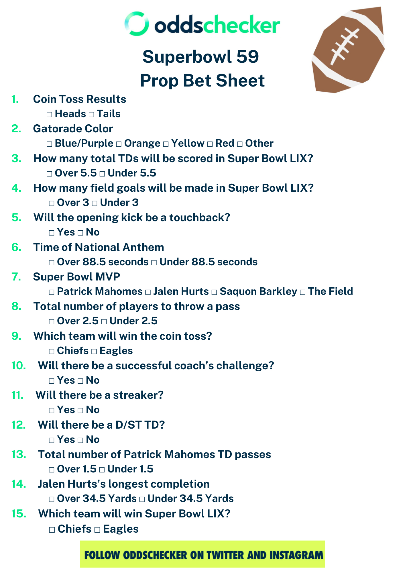 Super Bowl Prop Sheet: The Best Printable Super Bowl Party Prop inside Printable Super Bowl Prop Bets