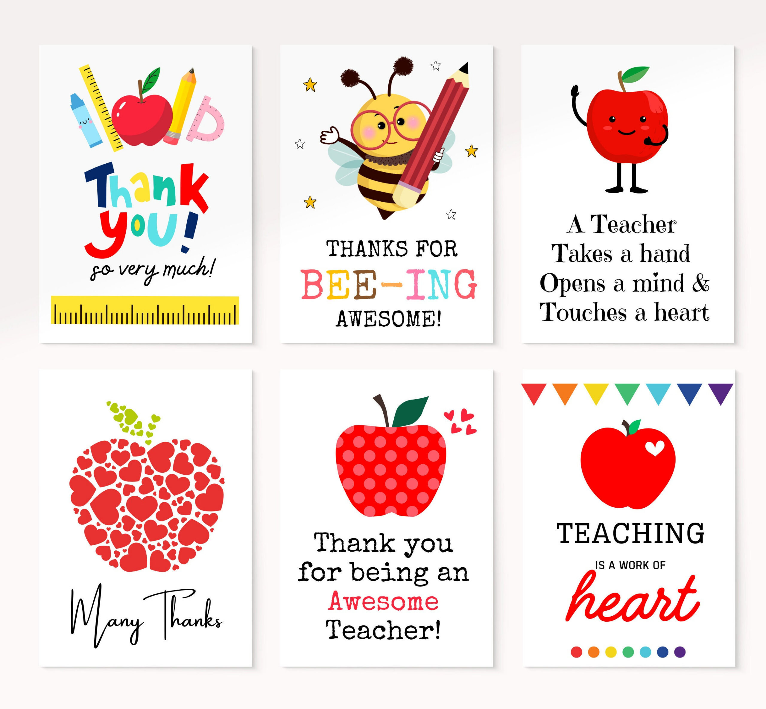 Teacher Appreciation Card Printable, Teacher Thank You Card, End within Printable Teacher Thank You Card