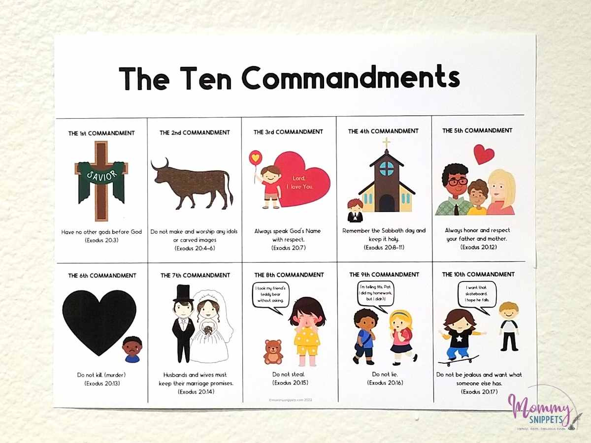 Ten Commandments For Kids- Simple 10 Commandments Printable throughout The Ten Commandments For Kids Printable