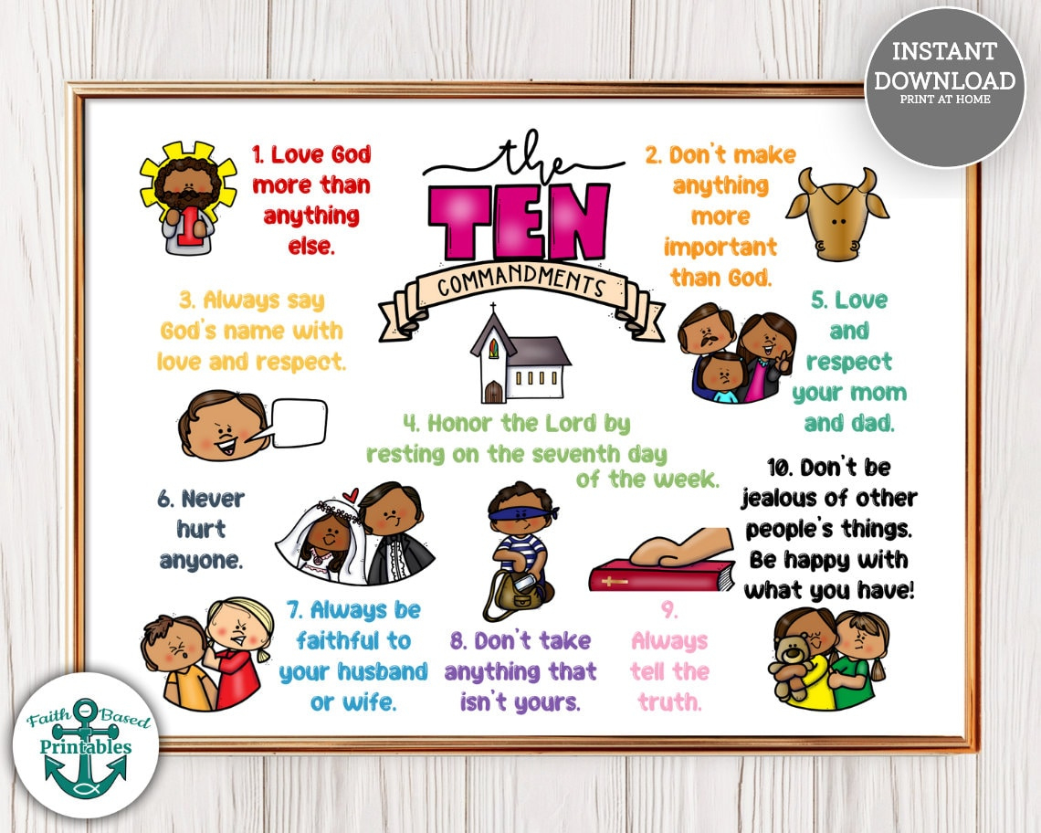 Ten Commandments Printable Ten Commandments Sign 10 Commandments with The Ten Commandments For Kids Printable