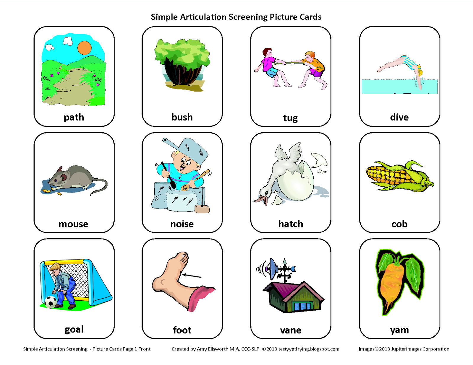 Testy Yet Trying: Free Simple Articulation Screening Tool intended for Printable Speech Language Screener Free
