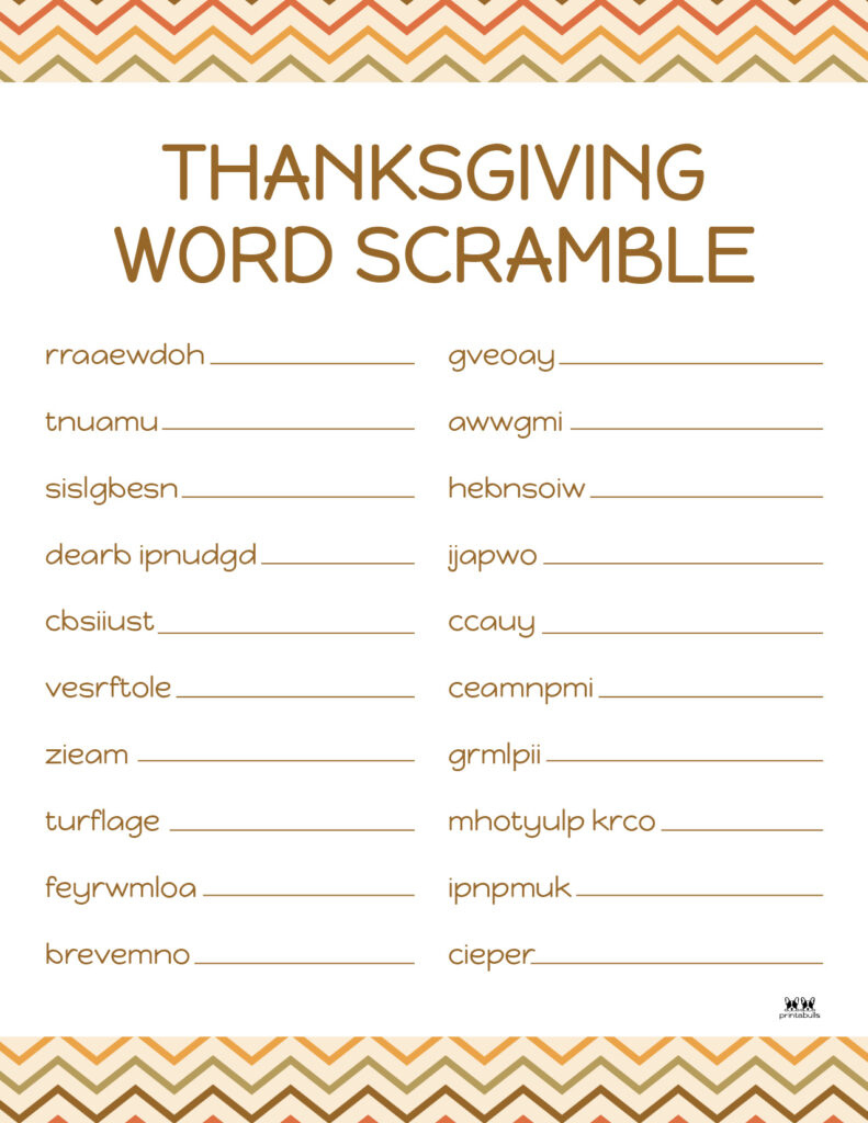 Thanksgiving Word Scrambles - 10 Free Printables | Printabulls regarding Free Printable Thanksgiving Word Scramble