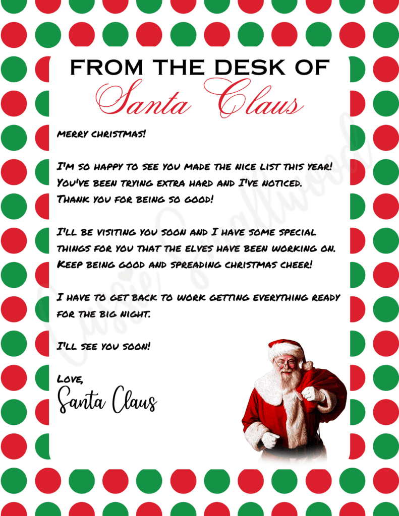 The Cutest Letters From Santa - Cassie Smallwood inside Free Printable Letter From Santa Template Word Free Download