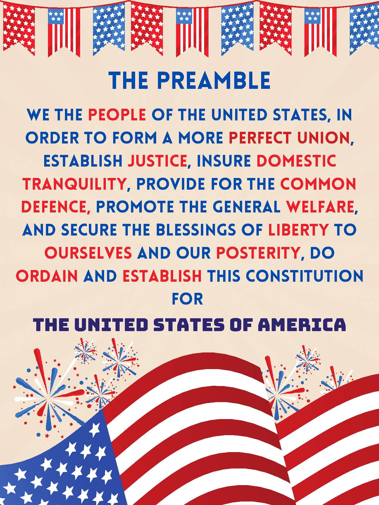 The Preamble To The Constitution - Classful regarding Printable Preamble To The Constitution