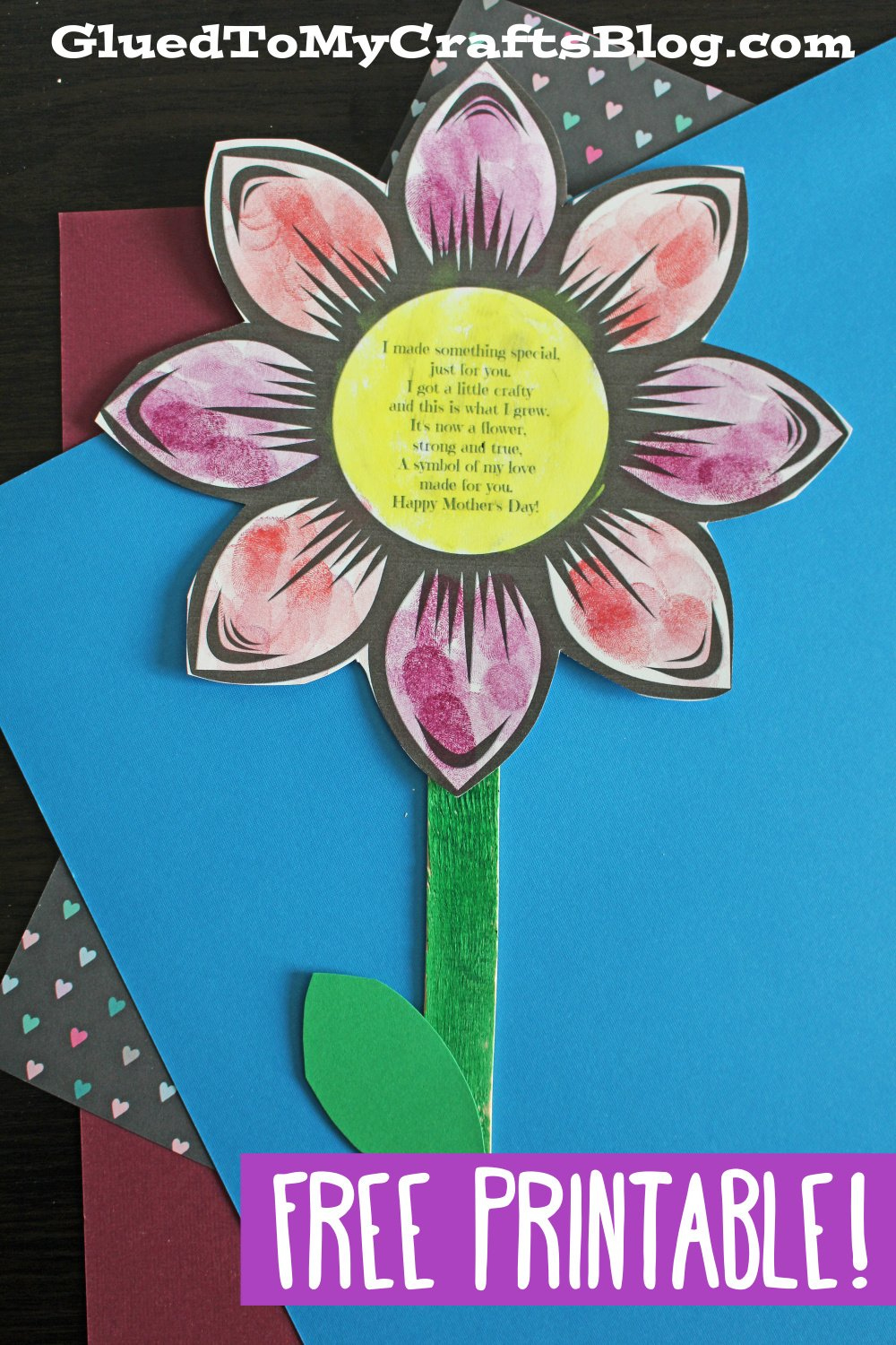 Thumbprint Mother&amp;#039;S Day Flower &amp;amp; Poem Craft regarding Mother&amp;amp;#039;s Day Flower Printable