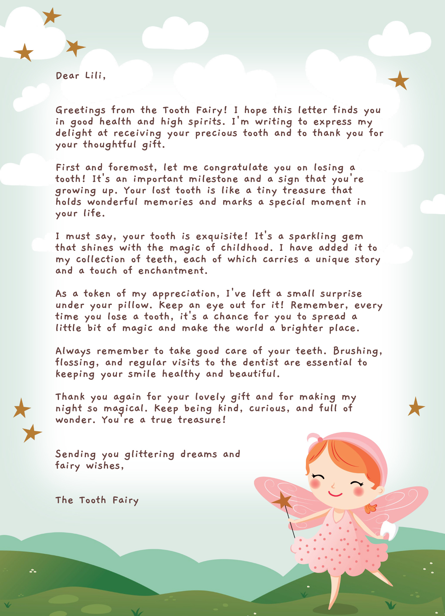 Tooth Fairy Letterhead Free Google Docs Template - Gdoc.io with regard to Free Printable Tooth Fairy Letters