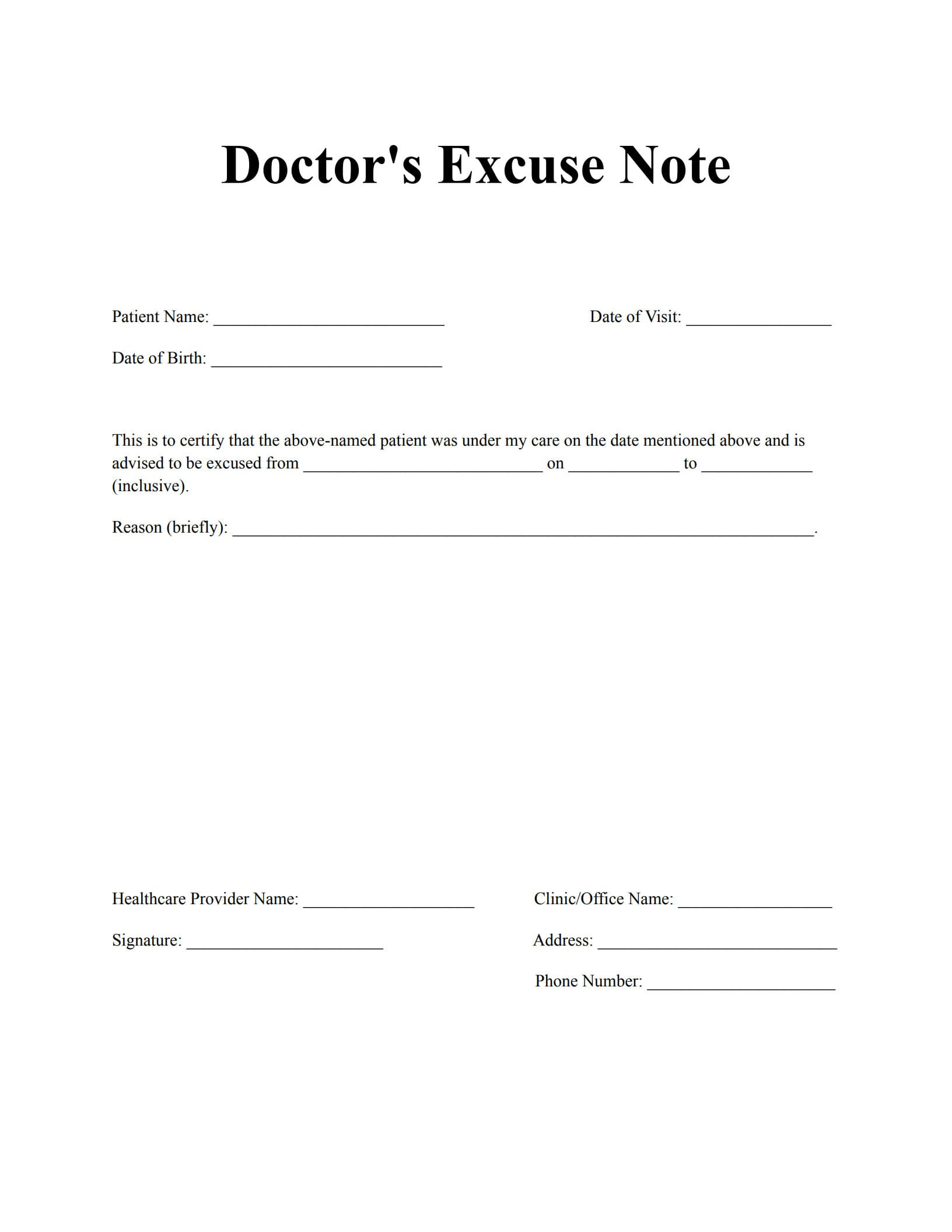 Top 12 Free Doctor Note Templates (For Work And School) within Doctor Note For Work Printable