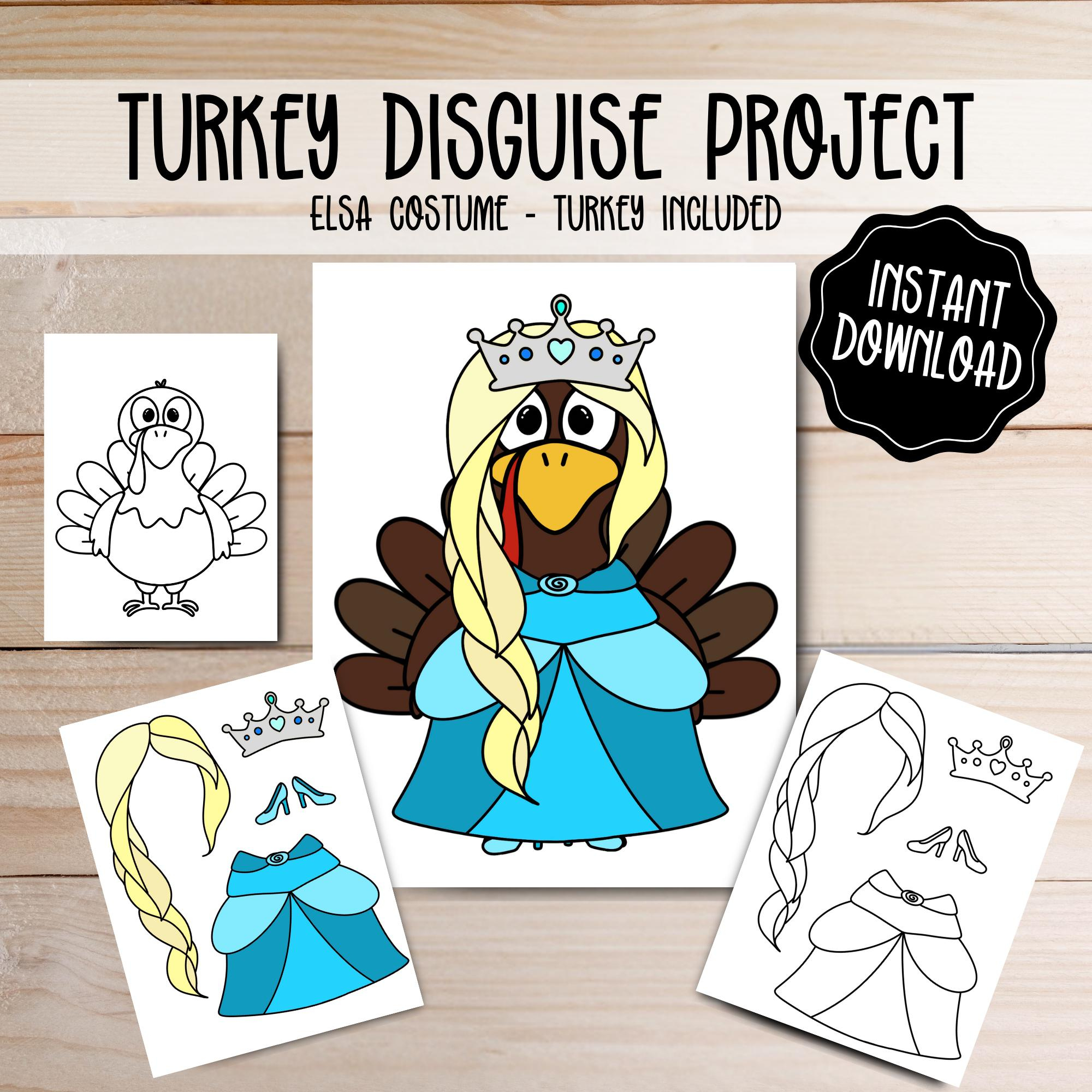 Turkey Disguise Printable - Elsa Costume - Thanksgiving School intended for Disguising Turkey in Disguise Printable Outfits