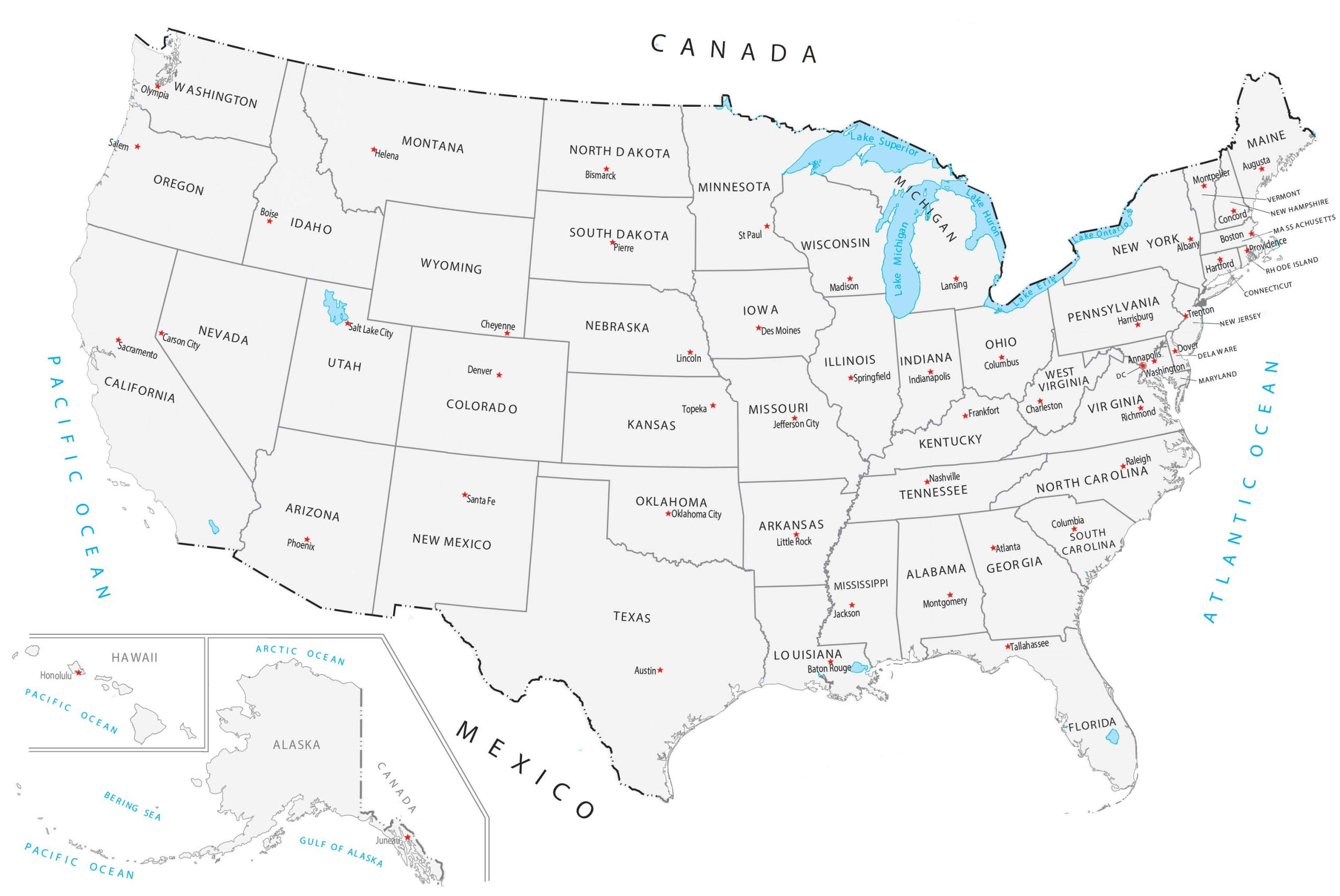United States Map With Capitals - Gis Geography within Printable Us Map with States and Capitals