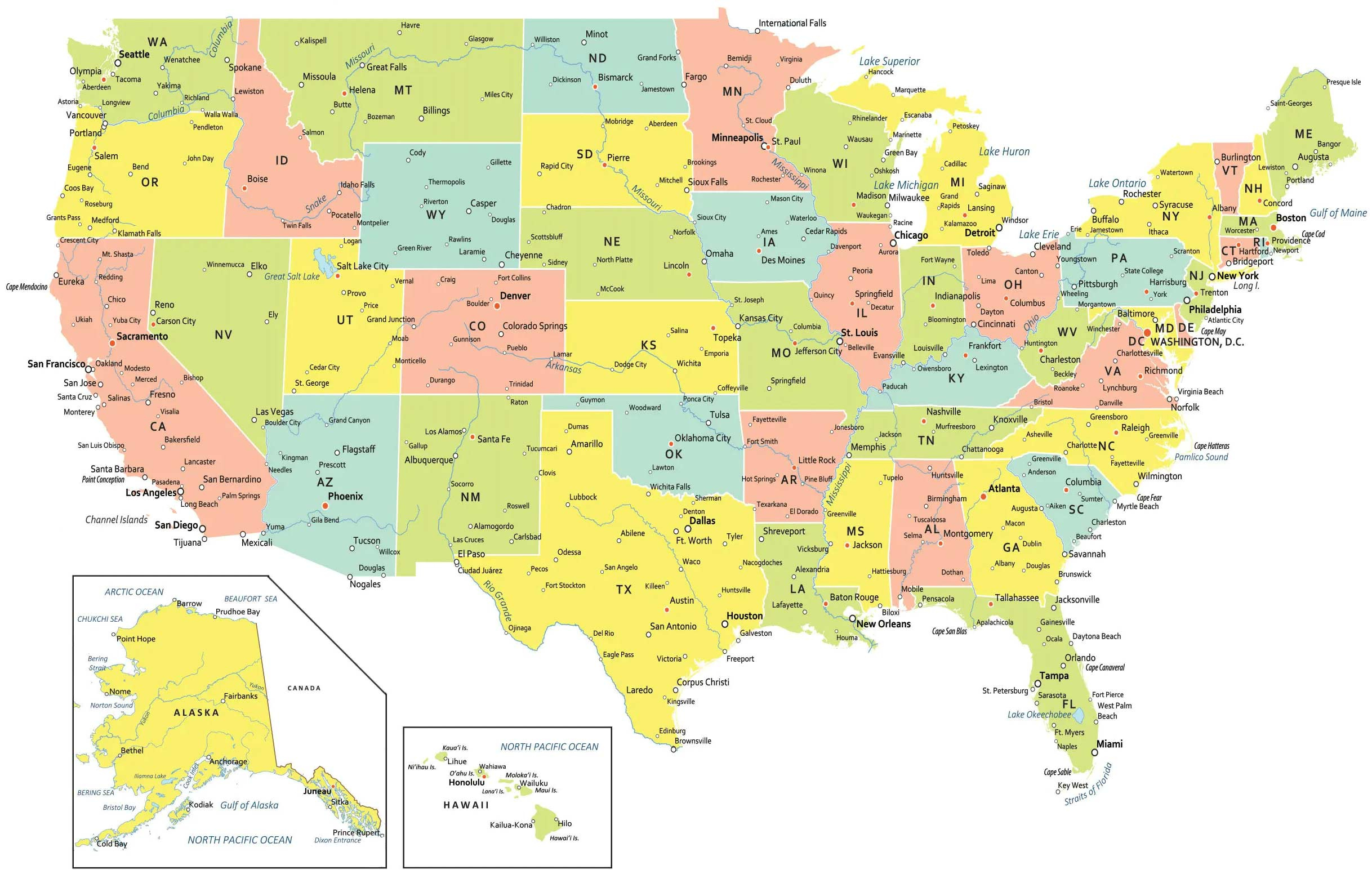 Usa Map With States And Cities - Gis Geography throughout Us Map With Major Cities Printable