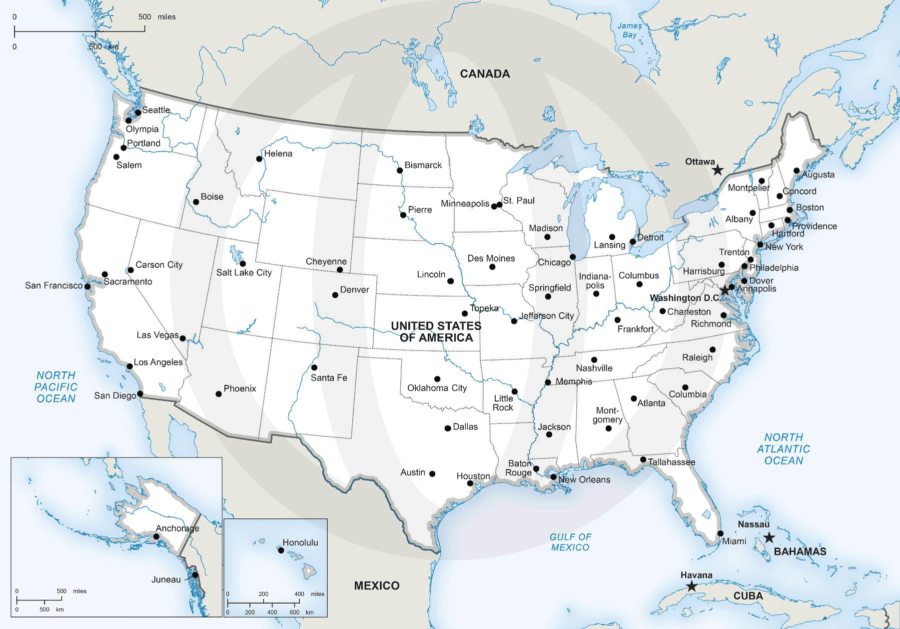 Vector Map Of United States Of America | One Stop Map regarding Us Map with Major Cities Printable