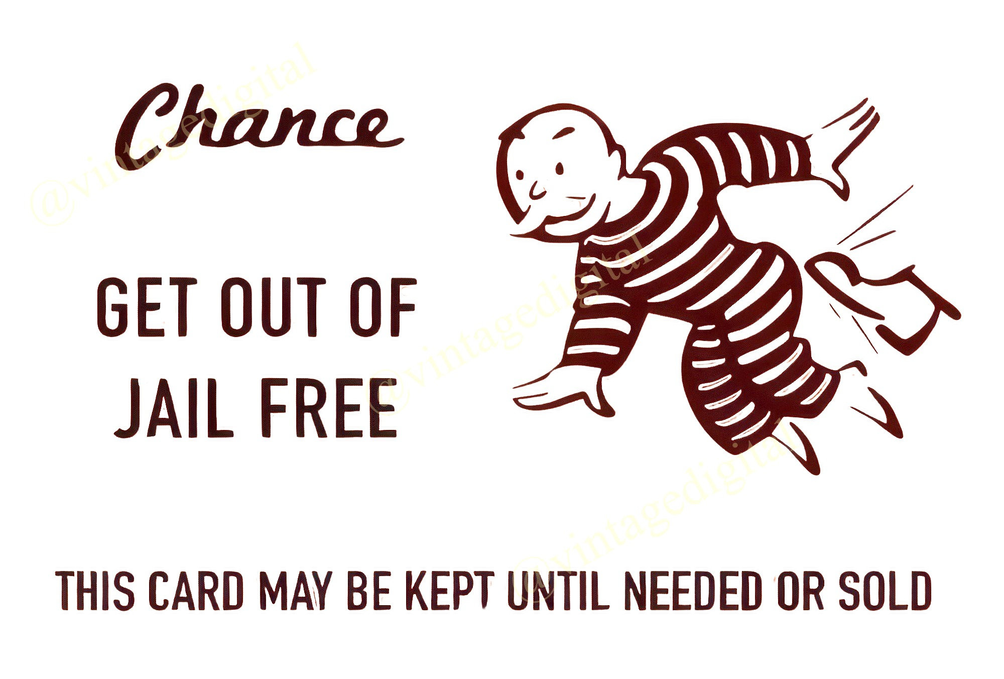 Vintage 1960S Monopoly Game Chance Get Out Of Jail Free Card With regarding Printable Get Out Of Jail Free Card