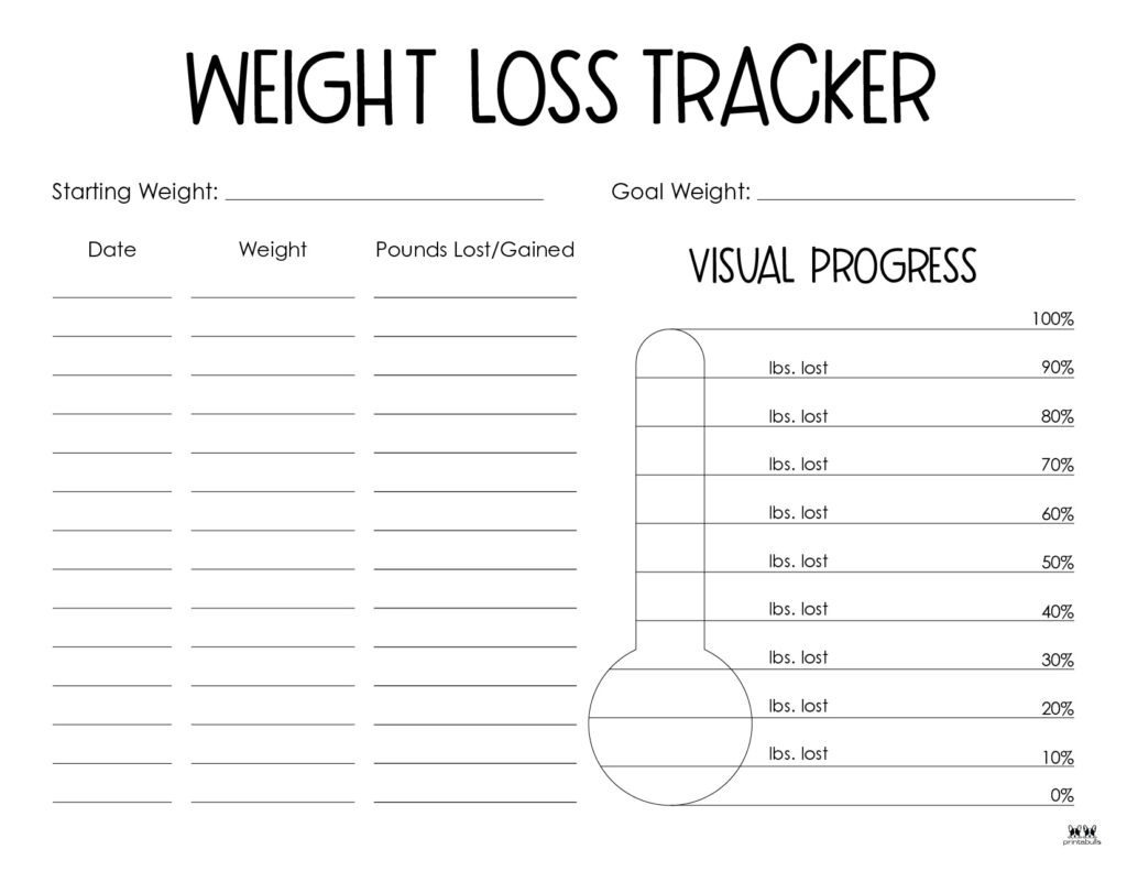 Weight Loss Trackers - 29 Free Printables | Printabulls within Weight Loss Tracker Printable Free Download