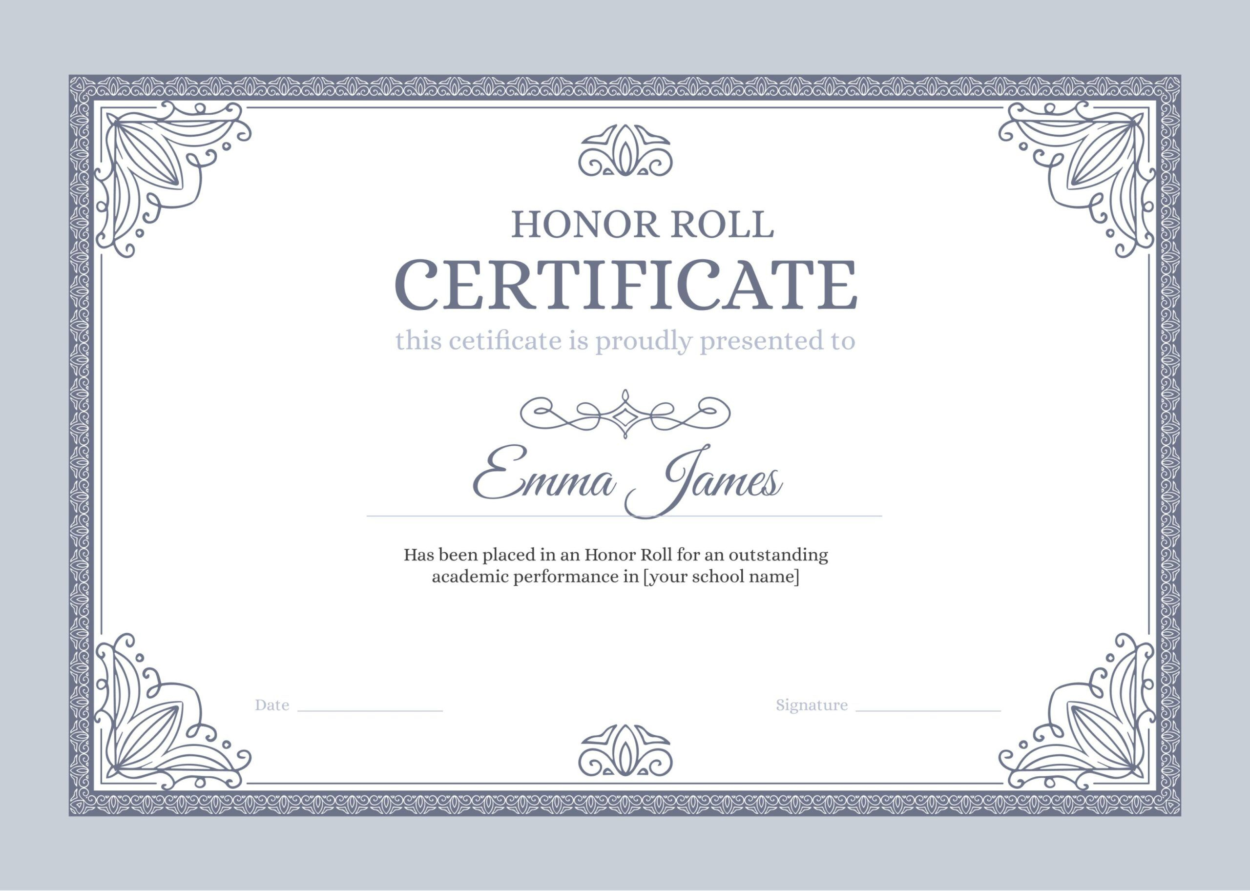 What Is Honor Roll Certificate? +7 Free Editable Templates | Sertifier pertaining to Honor Roll Certificates Printable Free
